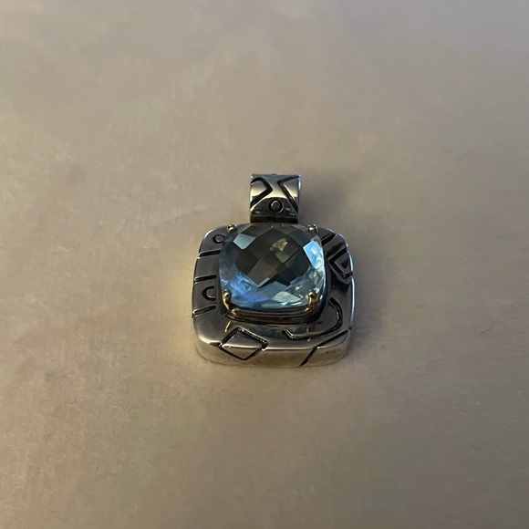 Sterling Silver & 14K Gold Blue Topaz Charm - Picture 5 of 5